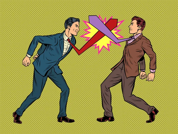 Duell der Geschäftsleute, Geschäftsleute kämpfen mit Krawatten — Stockvektor