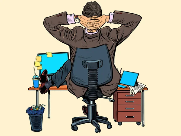Homme d'affaires géant au bureau Bureau — Image vectorielle