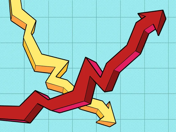 Gráfico de negócios de quedas e crescimento — Vetor de Stock
