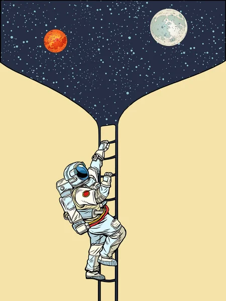 宇宙飛行士は月と火星に宇宙に行く — ストックベクタ