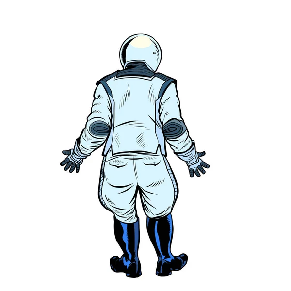 Astronauta moderno está de espaldas — Archivo Imágenes Vectoriales
