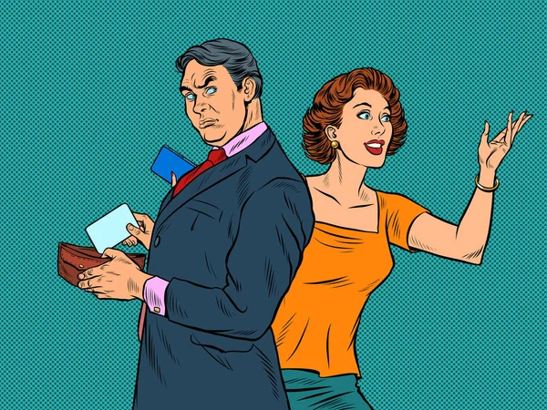 Un homme et une femme paient pour un achat — Image vectorielle
