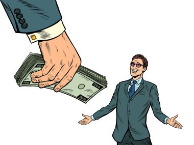 İş adamı ve para. Finansal ikramiye. Piyango ya da kazanç