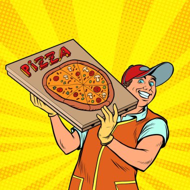 Pizzacı çocuk. Sokak yemeği.