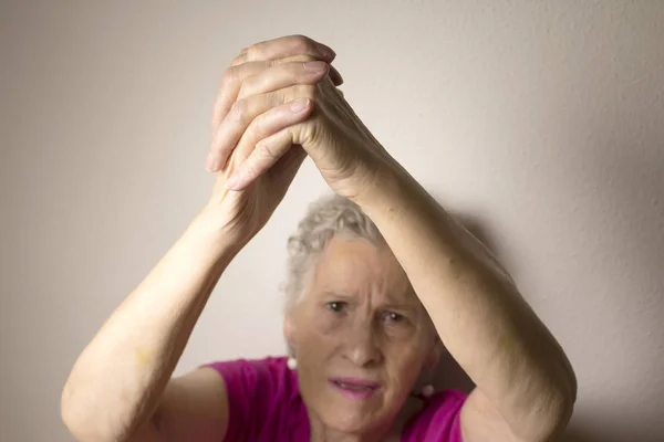 Exercícios Reabilitação Para Uma Mulher Mais Velha Com Acidente Vascular — Fotografia de Stock