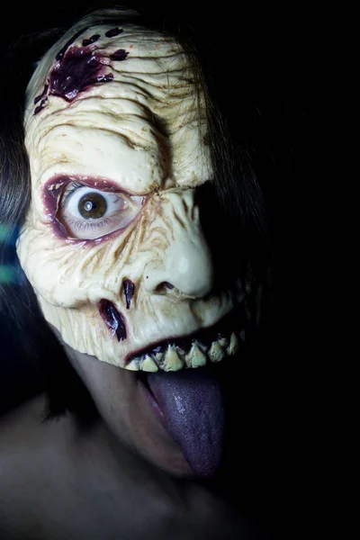 Portrait Une Femme Zombie Fête Halloween — Photo