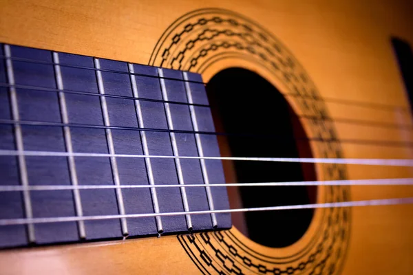 Частина Музичний Інструмент Зав Язками Іспанська Гітара — стокове фото