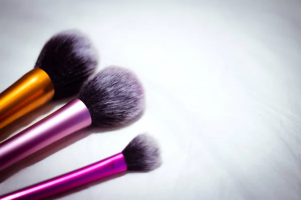 Set Brushes Different Sizes Makeup People Copy Space — Stock Photo, Image