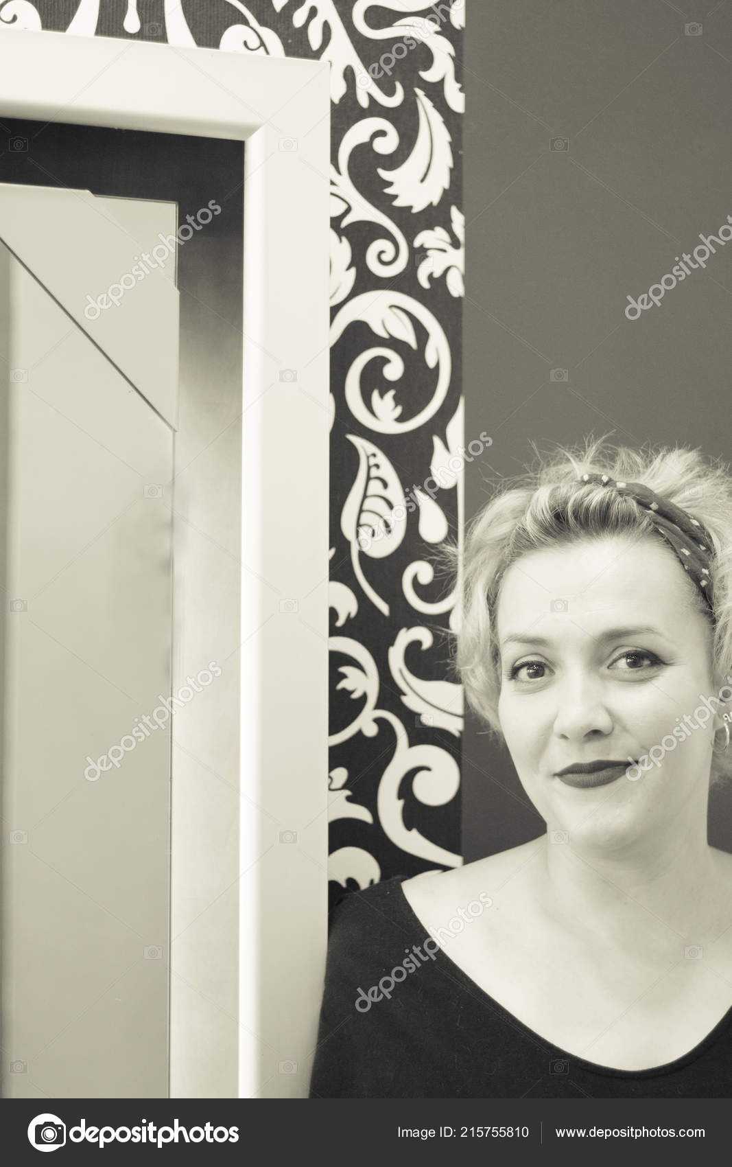 Portrait Blonde Woman Short Hair Pinup Style Relaxed Expression