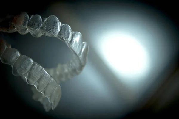 Şeffaf Diş Ortodonti Diş Hizalamayı Düzeltmek Için Hiçbir Insan — Stok fotoğraf
