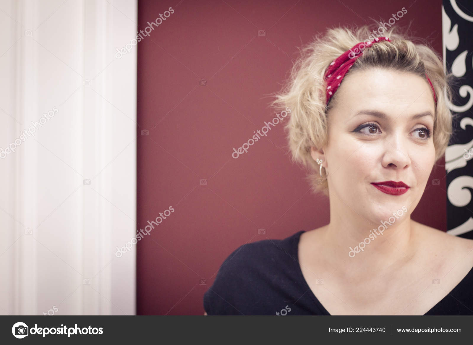 Portrait Blonde Woman Short Hair Pinup Style Relaxed Expression