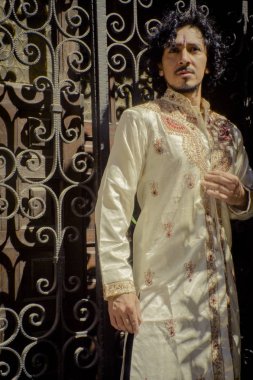 Bollywood dansçı sakal ve siyah kıvırcık saç