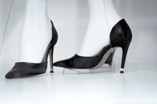 Mannequin Black High Heeled Shoes Women People — Stock Photo, Image