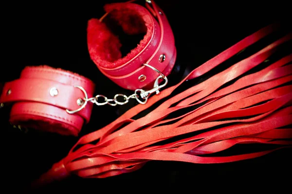 Handcuffs Whip Erotic Bondage Games People — Stock Photo, Image