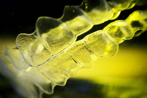 Görünmez diş temizliği için suya batırılmış.