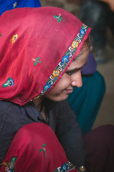 Sariska, Hindistan: 19 Şubat 2015 - geleneksel giyim gülümseyen bir Hintli kadın vurdu..