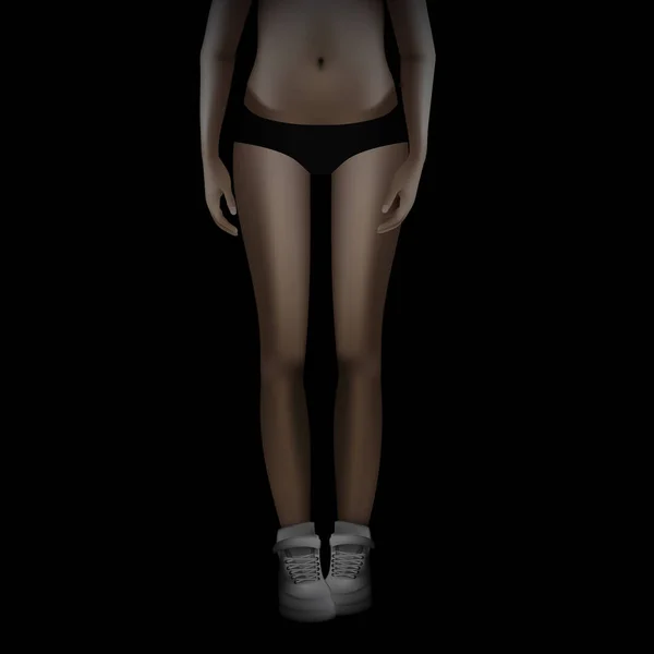 Fermer Slim Corps Féminin Dans Les Vêtements Sport Vecteur Eps10 — Image vectorielle