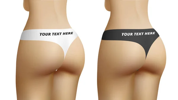 性感的女性屁股在黑色和白色的内裤与空间的文本 Eps10 — 图库矢量图片