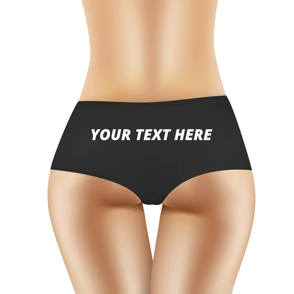 Sexy Female Ass In Black Panties With Space For Text — Stock Vector