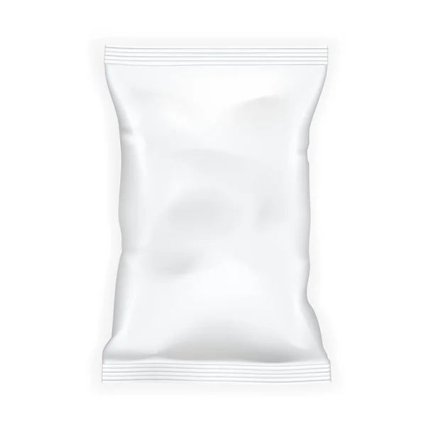 Beyaz boş folyo gıda Snack poşet çanta — Stok Vektör