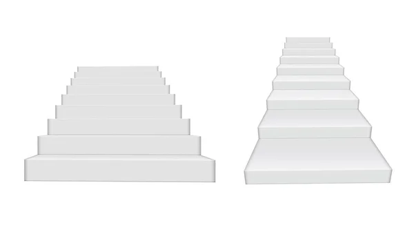 Escaleras Realistas Claras Blancas Aisladas Vector Eps10 — Vector de stock