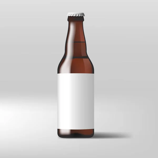 Botella Cerveza Clara Realista Con Etiqueta Blanca Vector Eps10 — Archivo Imágenes Vectoriales