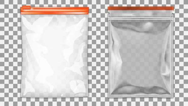 Transparent Filled Foil Pouch Bag Packaging With Zipper. EPS10 Vector