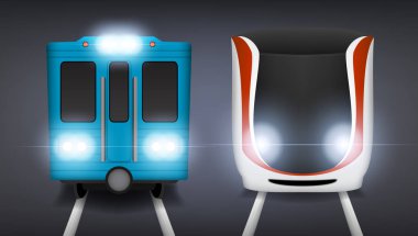 Retro ve Modern elektrikli tren vagon veya metro
