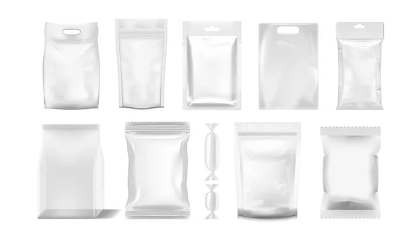 Big Set Of Transparent Empty Plastic Packaging — Stock Vector