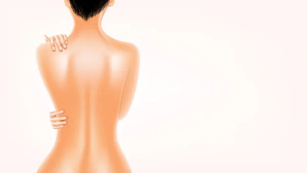 美丽的油女人赤裸背部 — 图库矢量图片