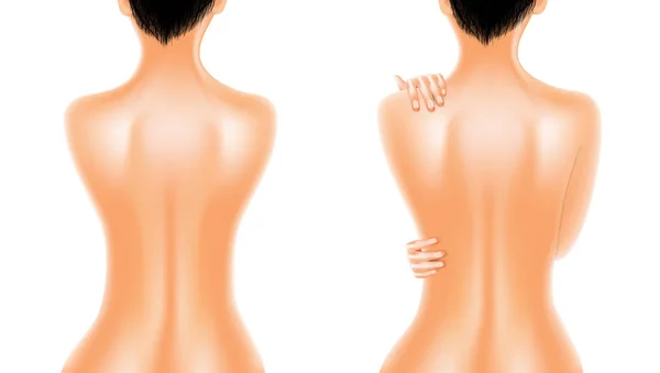 美丽的油女人赤裸背部 — 图库矢量图片