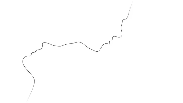 Dos siluetas abstractas de una línea de personas — Vector de stock