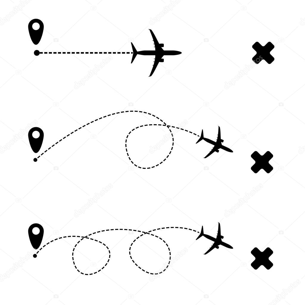 Airplane Dash Line Flight Route