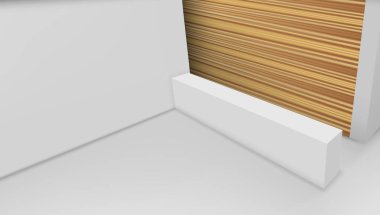 3D görüş-in bir ofis resepsiyon masası. Marka için hazır