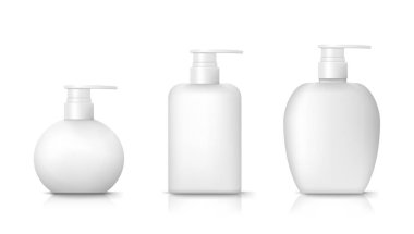 Beyaz Dispenser pompası ile kozmetik şişe yuvarlak