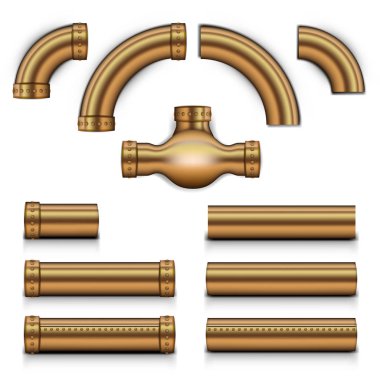 Set büyük gerçekçi Steampunk Bakır Metal borular