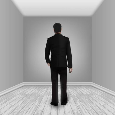 Laminat zemin ile boş odada işadamı