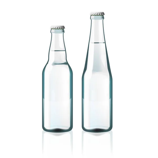 Botellas de vidrio de agua clara aisladas en blanco — Vector de stock