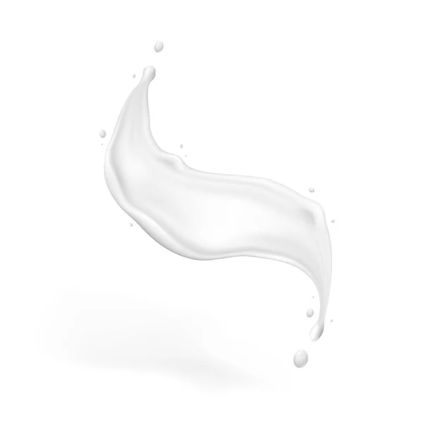 Splash branco realista de leite ou creme — Vetor de Stock