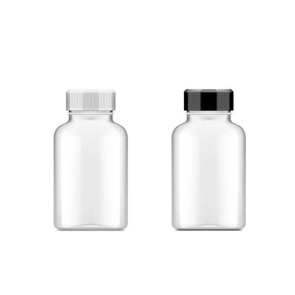 Реалистичная пластиковая бутылка для медицинского или иного использования — стоковый вектор