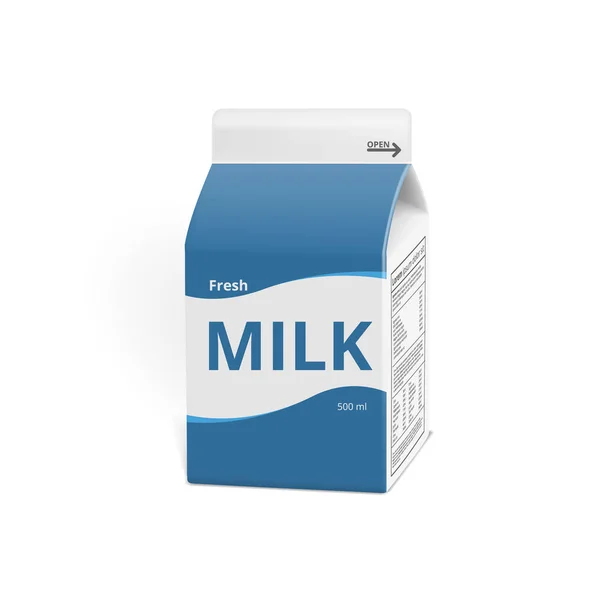 Gerçekçi Süt Karton Ambalaj Üzerinde Beyaz Izole Eps10 Vektör — Stok Vektör