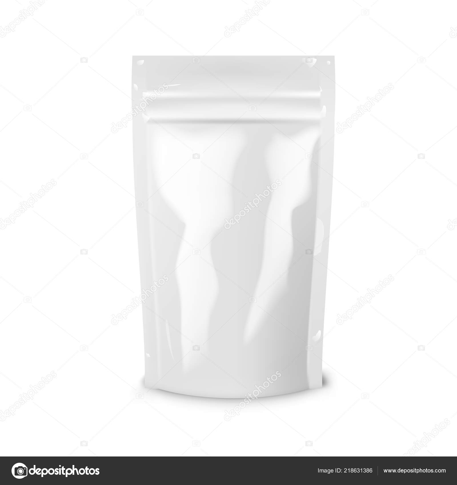 Blank Foil Food Or Drink Bag Packaging With Zip Lock Stock Vector
