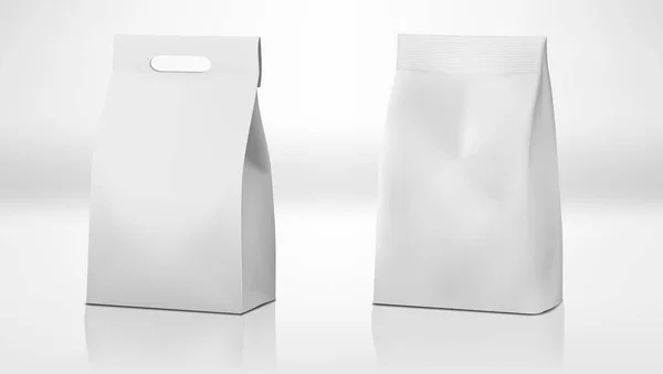 Klares weißes Bastelpapier-Beutel-Paket mit Griff und ohne — Stockvektor
