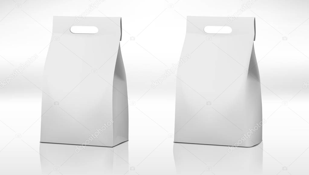 Clear White Craft Paper Bag Pack With Handle