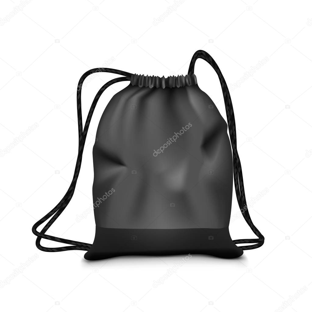 Realistic Black Sport Backpack Bag. EPS10 Vector