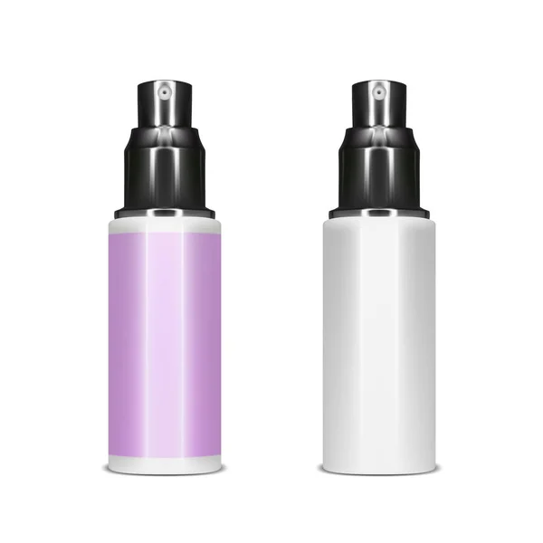 Due Bottiglie Spray Cosmetico Rosa Bianco Vettore Eps10 — Vettoriale Stock