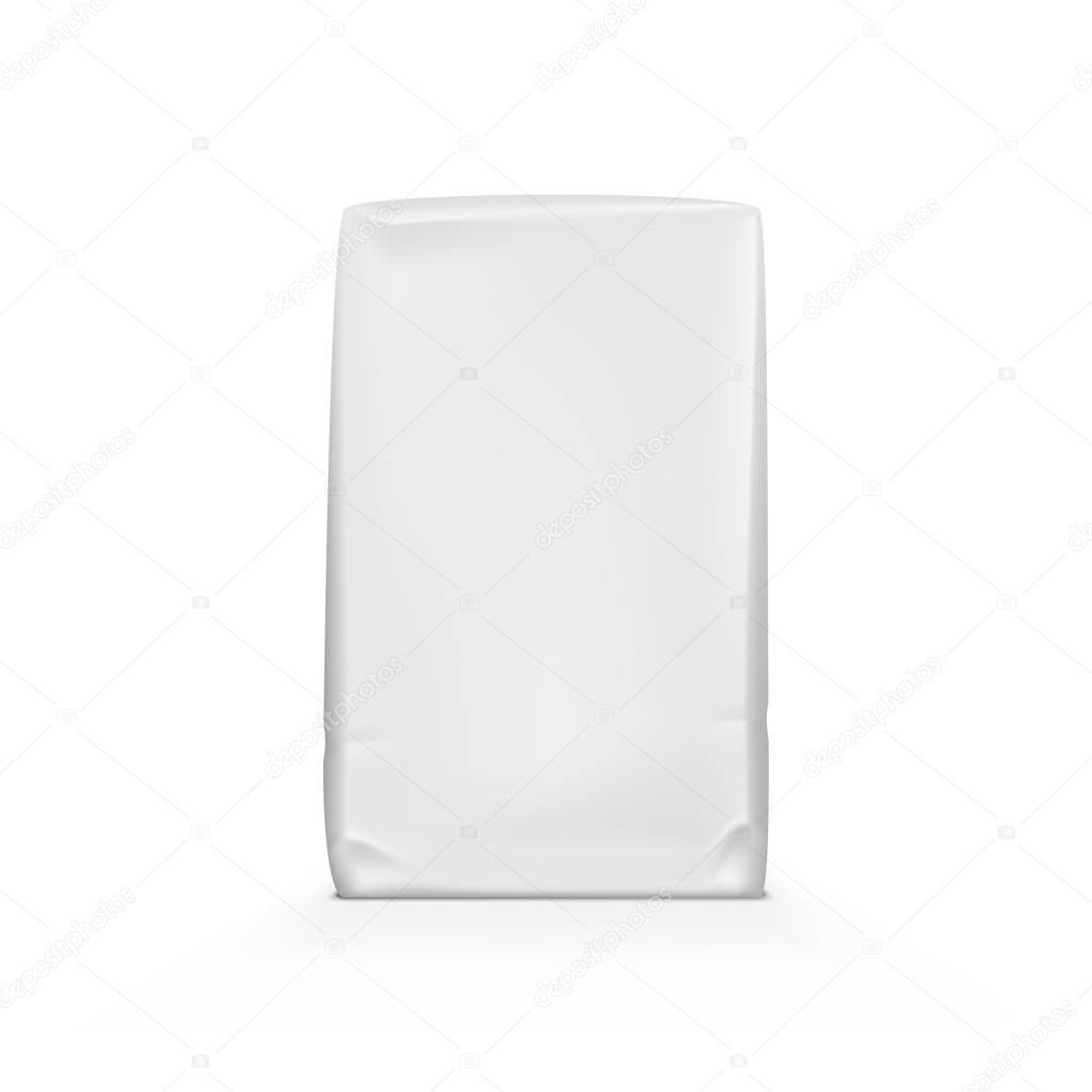 White Clear Paper Or Foil Plastic Bag Pack. EPS10 Vector