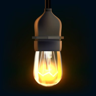 Noel ışıkları ampul dekorasyon koyu arka plan üzerinde. Şeffaf yeni yıl öğesi