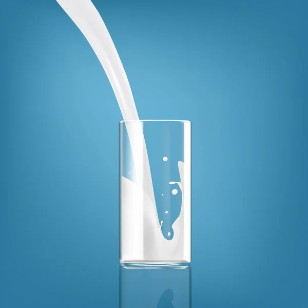 Realistic Cold Milk Splash In Transparent Glass — Stock Vector