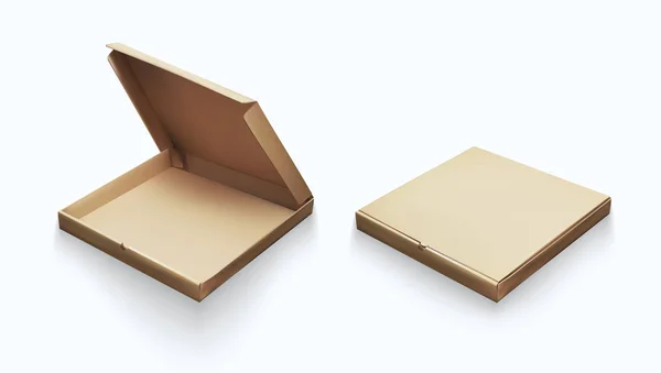 Realistischer Karton leere durchsichtige Pizzaschachtel für Branding — Stockvektor